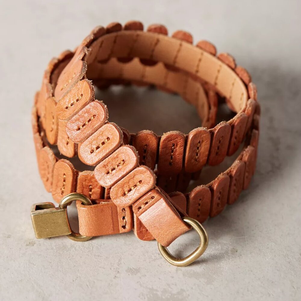Anthropologie Size Medium Tabitha Leather Belt in Neutral Brown New With Tags